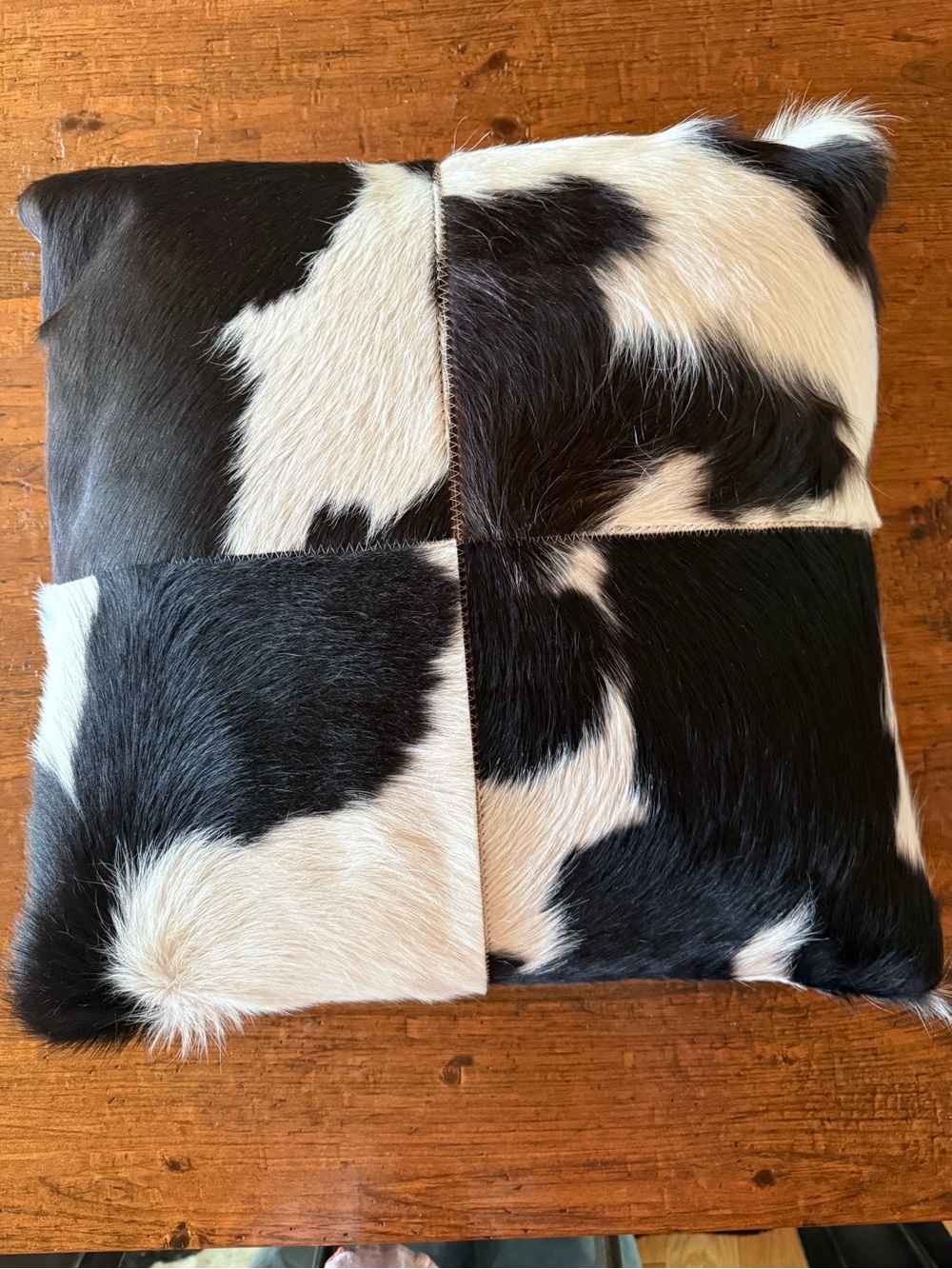 Black and White Cowhide Patchwork Pillow